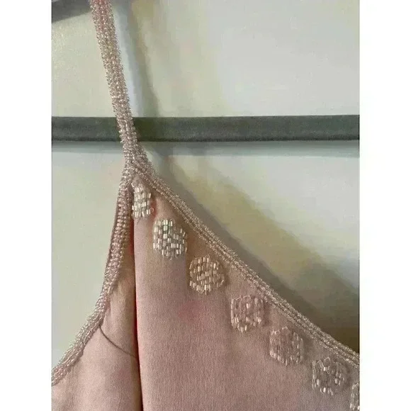NWT SCALA Womens Pink 100% Silk Beaded Lined Dress size 6 with cover bridal